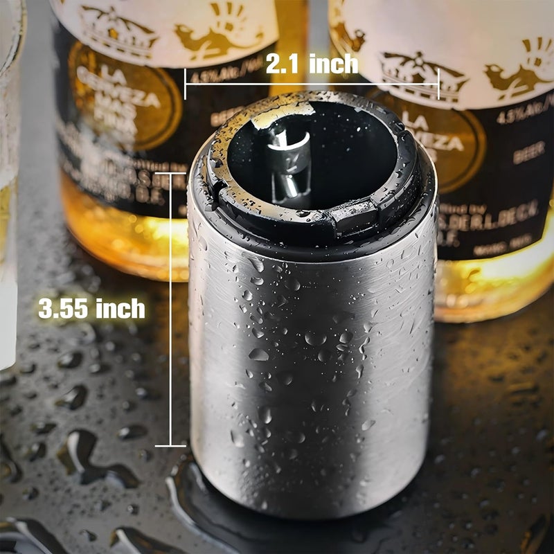 HMTIY Magnetic Beer Bottle Opener with Automatic Cap Catcher, Ultra Premium Stainless Steel Soda & Beer Bottle Opener, Push & Pull Convenient Design Bar Accessory (3 pcs) - Image 3